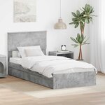 vidaXL Lit de Rangement Gris béton 90 x 190 cm Bois d'ingénierie