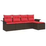 vidaXL Ensemble de canapé de jardin 5 Pièces Marron polyrotin