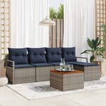 vidaXL Ensemble de canapé de jardin avec coussin 6 Pièces Gris polyrotin