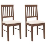 vidaXL Chaises à manger coussins 2 Pièces marron bois massif caoutchouc