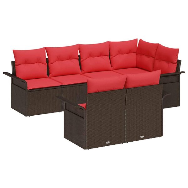 vidaXL Ensemble de canapé de jardin 7 Pièces Marron polyrotin