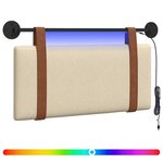 vidaXL Tête de lit suspendue Avec lumière LED Crème PU antique