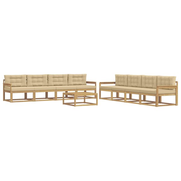 vidaXL Ensemble de canapés d'extérieur 9 Pièces Blanc et Beige