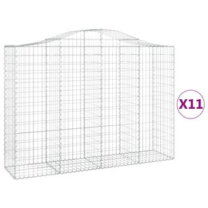 vidaXL Paniers à gabions arqués 11 Pièces 200x50x140/160 cm Fer galvanisé