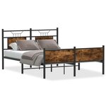 vidaXL Cadre de lit sans matelas chêne fumé 150x200 cm bois ingénierie