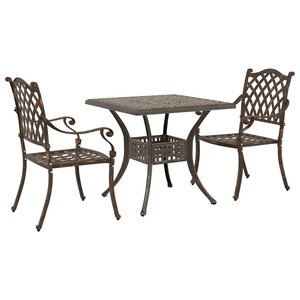 vidaXL Ensemble de tables de jardin 3 Pièces Bronze Aluminium coulé