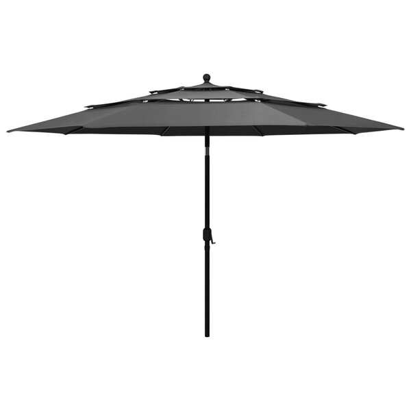 vidaXL Parasol à 3 niveaux avec mât en aluminium Anthracite 3 5 m