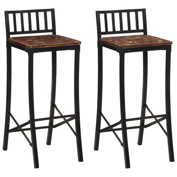 vidaXL Chaises de bar lot de 2 bois de récupération massif