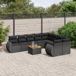 vidaXL Salon de jardin 10 Pièces avec coussins noir résine tressée