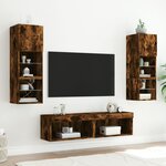vidaXL Meuble TV avec lumières LED chêne fumé 60x30x30 cm