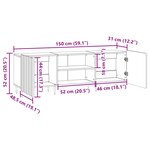 vidaXL Meuble TV Noir 150 x 31 x 52 cm Bois d'ingénierie