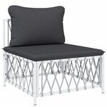 vidaXL Salon de jardin avec coussins 9 Pièces blanc acier