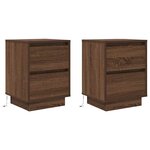VidaXL Tables de chevet avec lumières LED 2Pièces chêne marron 38x34x50cm