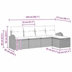 vidaXL Set de canapé de jardin 5 pièces avec des coussins en poly rotin noir