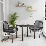 vidaXL Ensemble de salle à manger pour jardin 3 Pièces Noir polyrotin