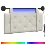 vidaXL Tête de lit suspendue Avec lumière LED Crème Velours