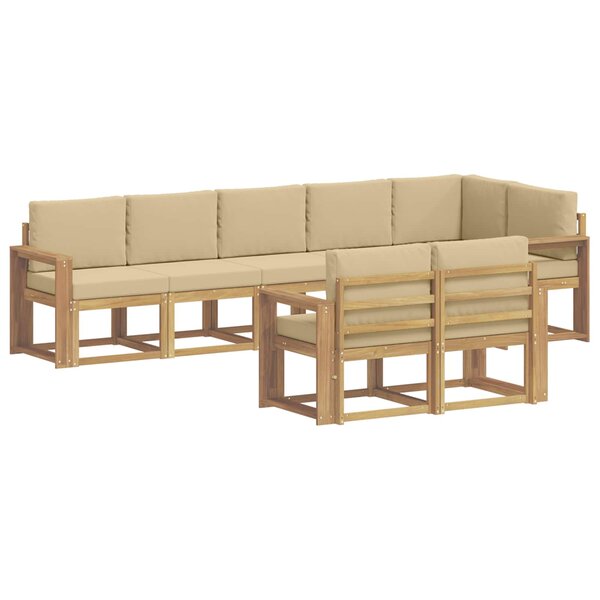 vidaXL Ensemble de canapés d'extérieur 8 pc Blanc et Beige Polyester