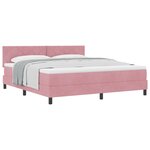 Lit Box Spring avec Matelas Rose Super King en Velours