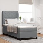 Lit avec Sommier et Matelas vidaXL - Gris clair  100x200 cm  Tissu