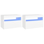 vidaXL Tables de chevet avec lumières LED 2 Pièces blanc 60x35x40 cm