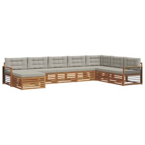 vidaXL Ensemble de canapés d'extérieur 8 Pièces Gris Naturel et Clair