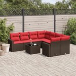 vidaXL Salon de jardin avec coussins 9 Pièces marron résine tressée