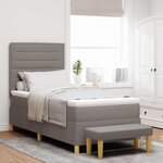 vidaXL Lit à ressorts avec matelas Taupe 90 x 190 cm tissu