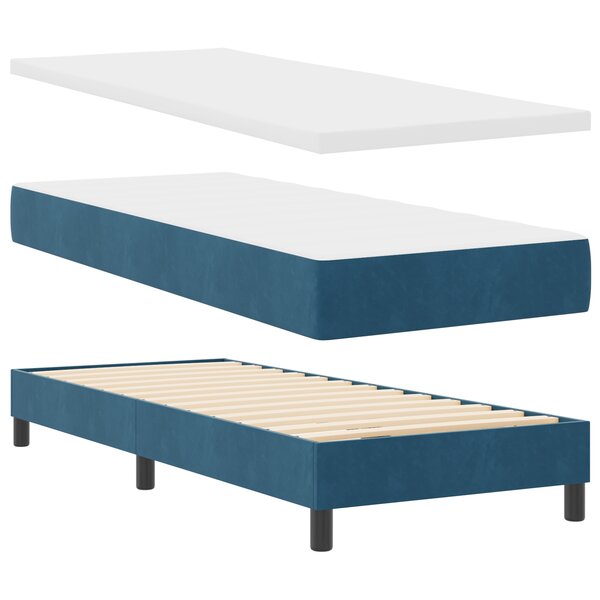 Lit Box Spring vidaXL avec Matelas Bleu Foncé 80x200 cm Velours