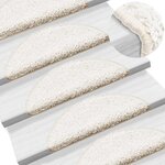 vidaXL Tapis d'escalier 20 pièces 56 x 17 x 3 cm Blanc Demi-rond