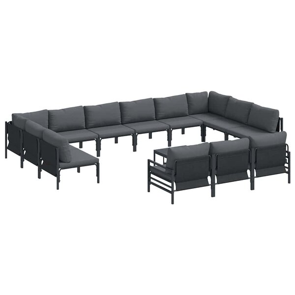 vidaXL Ensemble de canapé de jardin 14 Pièces Anthracite Acier