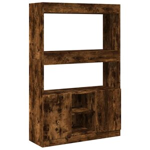 vidaXL Buffet haut chêne fumé 92x33x140 cm bois d'ingénierie