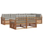 vidaXL Ensemble de canapés d'extérieur 7 Pièces Gris Naturel et Clair