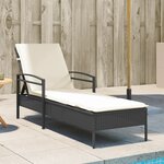 vidaXL Chaise longue avec coussin noir 63x200x81 cm résine tressée