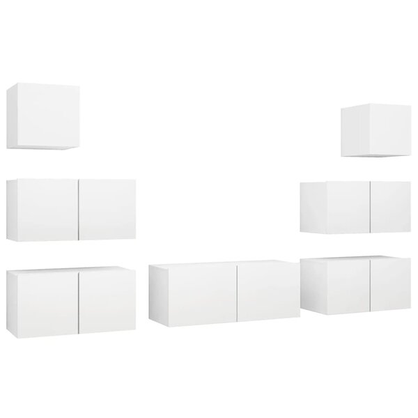 vidaXL Ensemble de meubles TV 7 Pièces Blanc Bois d'ingénierie