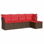vidaXL Salon de jardin avec coussins 5 Pièces marron résine tressée
