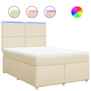 vidaXL Sommier à lattes de lit avec matelas Crème 140x200 cm Tissu