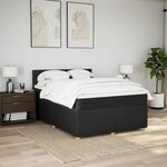 vidaXL Sommier à lattes de lit avec matelas Noir 140x200 cm Tissu