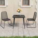 vidaXL Ensemble à manger de jardin 3 Pièces PVC résine tressée noir