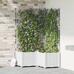 vidaXL Jardinière de Jardin avec Treillis 3 Pièces Blanche 80x80x143 cm