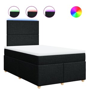 vidaXL Sommier à lattes de lit avec matelas noir 120x190 cm tissu
