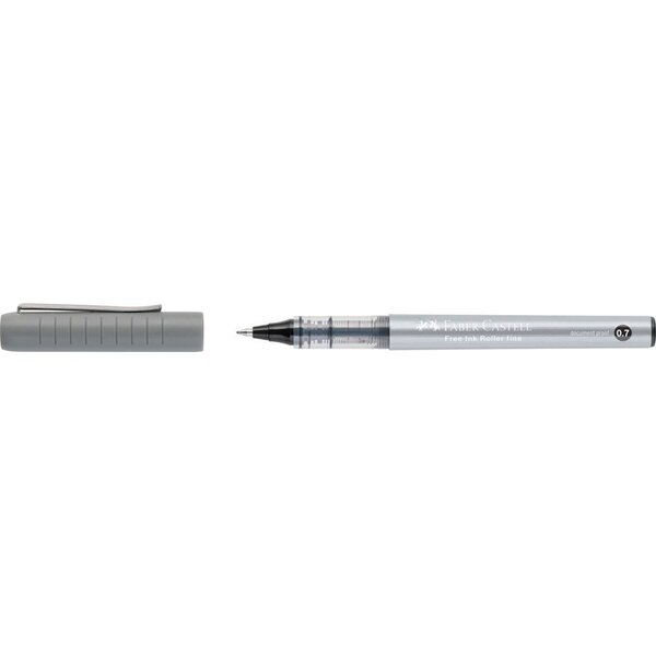 Faber-Castell Roller Free Ink Stylo à bille à encre liquide - Pointe conique 0 7 mm - Largeur de trait fin - Clip en métal - Couleur Noir