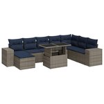 vidaXL Salon de jardin avec coussins 9 Pièces gris résine tressée acacia