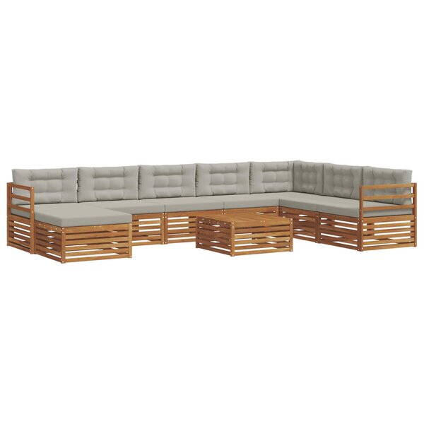 vidaXL Ensemble de canapés d'extérieur 9 pc Gris Naturel et Clair