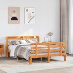 vidaXL Cadre de lit et tête de lit sans matelas cire marron 140x200 cm