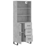 vidaXL Buffet haut Gris béton 69 5x34x180 cm Bois d'ingénierie