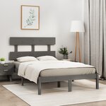 vidaXL Cadre de lit Gris Bois massif 135x190 cm Double