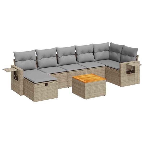 vidaXL Salon de jardin avec coussins 8 Pièces beige résine tressée