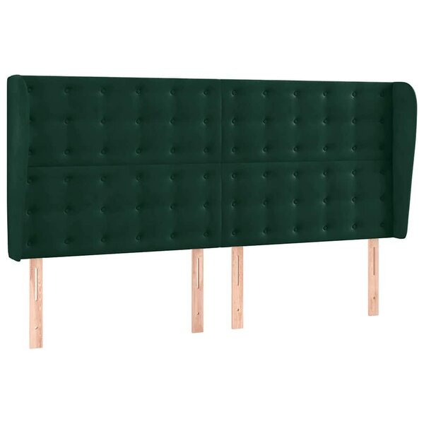 vidaXL Tête de lit avec oreilles Vert foncé 203x23x118/128 cm Velours