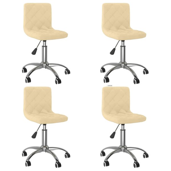 vidaXL Chaises à dîner pivotantes 4 Pièces Crème Velours