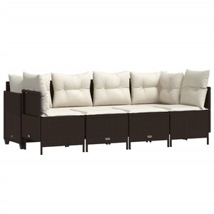 vidaXL Salon de jardin avec coussins 5 Pièces marron résine tressée